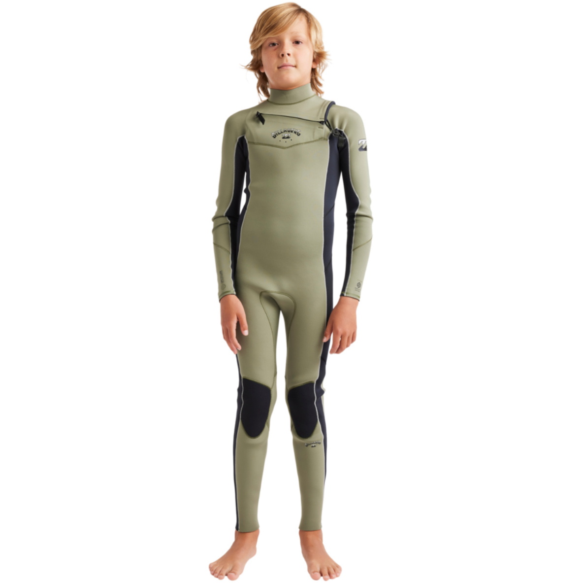 2026 Billabong Junior Absolute Natural 3/2mm Chest Zip Wetsuit 24CW191500 - Military